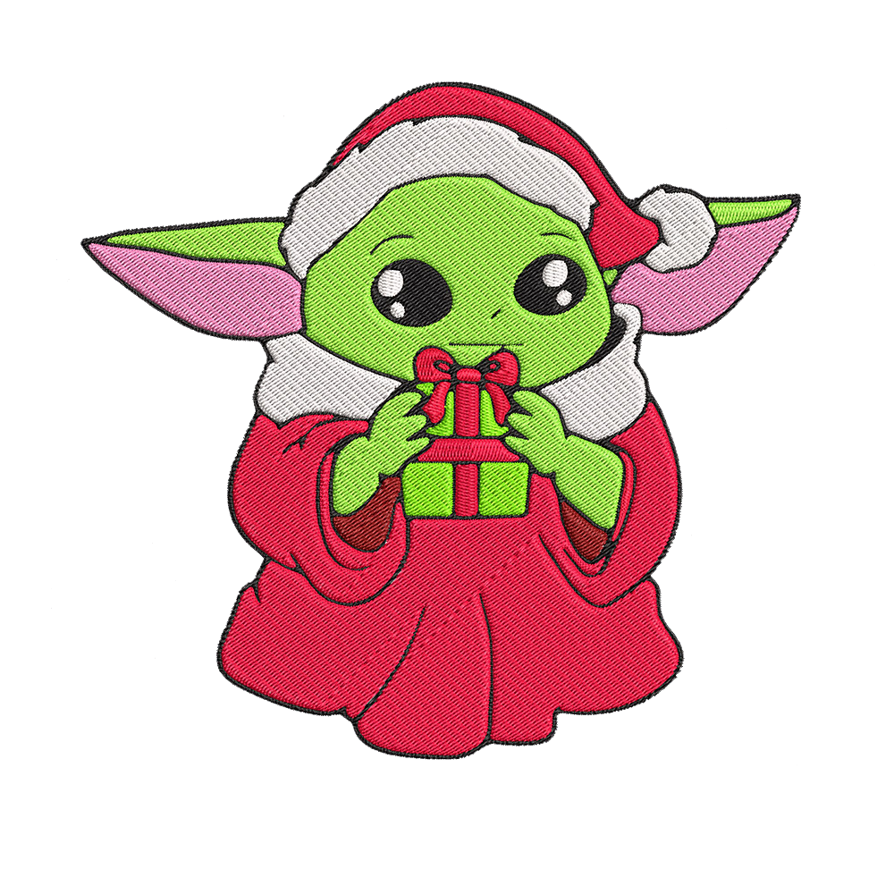 Christmas Yoda Embroidered Hoodie