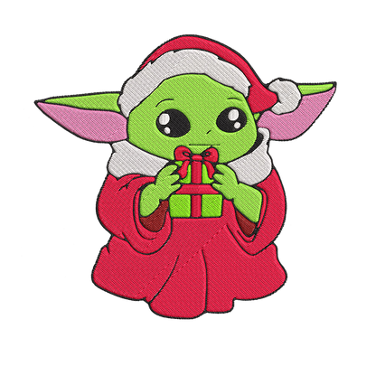 Christmas Yoda Embroidered Hoodie