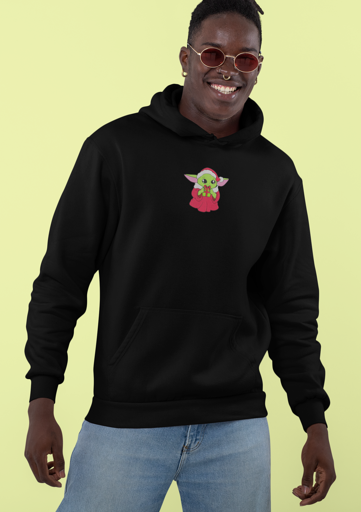 Christmas Yoda Embroidered Hoodie