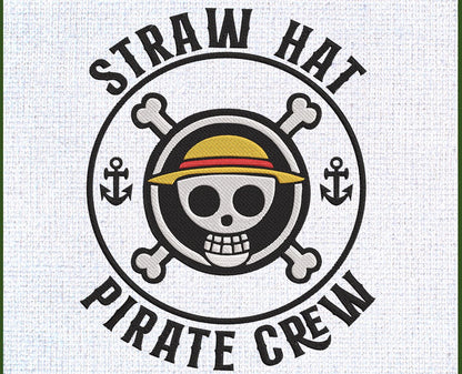 One Piece Straw Hat Pirate Crew Embroidered Hoodie